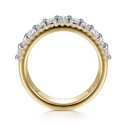 Clearance Gabriel & Co. Nash - Wide 14K White-Yellow Gold Diamond Anniversary Band - 1 ct