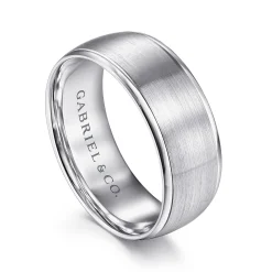 Clearance Gabriel & Co. Nathaniel - 14K White Gold 8mm - Men's Wedding Band in Satin Finish