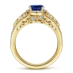 Online Gabriel & Co. Nayana - 14K Yellow Gold Oval Halo Sapphire and Diamond Engagement Ring