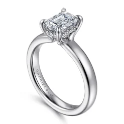 Outlet Gabriel & Co. Neema - 18K White Gold Emerald Cut Diamond Engagement Ring