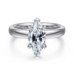 New Gabriel & Co. Neema - 18K White Gold Marquise Shape Diamond Engagement Ring