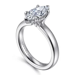 New Gabriel & Co. Neema - 18K White Gold Marquise Shape Diamond Engagement Ring