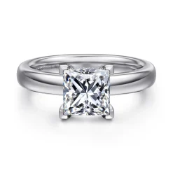 Clearance Gabriel & Co. Neema - 18K White Gold Princess Cut Diamond Engagement Ring