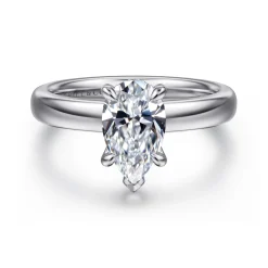 New Gabriel & Co. Neema - Platinum Pear Shape Diamond Engagement Ring