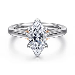 Outlet Gabriel & Co. Nelia - 14K White-Rose Gold Marquise Shape Lotus Diamond Engagement Ring