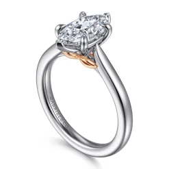 Outlet Gabriel & Co. Nelia - 14K White-Rose Gold Marquise Shape Lotus Diamond Engagement Ring