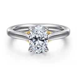 New Gabriel & Co. Nelia - 14K White-Rose Gold Oval Lotus Diamond Engagement Ring