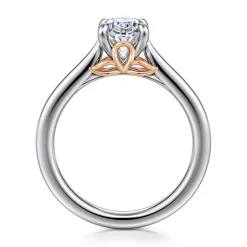 New Gabriel & Co. Nelia - 14K White-Rose Gold Oval Lotus Diamond Engagement Ring