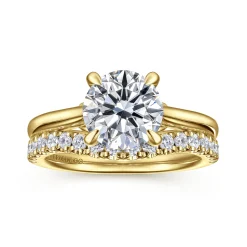 Clearance Gabriel & Co. Nelia - 14K Yellow Gold Round Lotus Diamond Engagement Ring