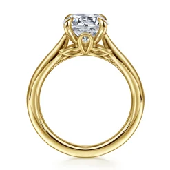 Clearance Gabriel & Co. Nelia - 14K Yellow Gold Round Lotus Diamond Engagement Ring