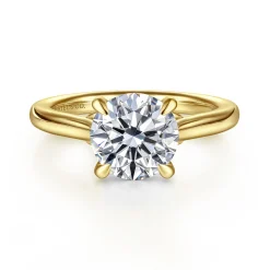 Clearance Gabriel & Co. Nelia - 14K Yellow Gold Round Lotus Diamond Engagement Ring
