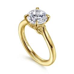 Clearance Gabriel & Co. Nelia - 14K Yellow Gold Round Lotus Diamond Engagement Ring