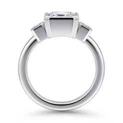 Sale Gabriel & Co. Nelle - 14K White Gold Emerald Cut Three Stone Diamond Engagement Ring