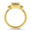Sale Gabriel & Co. Nelle - 14K Yellow Gold Emerald Cut Three Stone Bezel Diamond Engagement Ring
