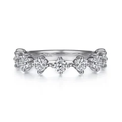 Sale Gabriel & Co. Nice - 14K White Gold Single Prong Diamond Anniversary Band - 0.8 ct