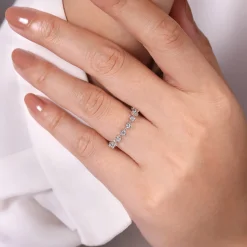 Clearance Gabriel & Co. Nice - 14K White Gold Single Prong Diamond Anniversary Band - 0.4 ct