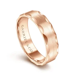 Outlet Gabriel & Co. Nicholas - 14K Rose Gold 6mm - Satin Grooved Edge Men's Wedding Band