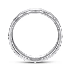 Sale Gabriel & Co. Nicholas - 14K White Gold 6mm - Satin Grooved Edge Men's Wedding Band
