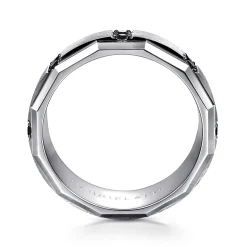 Sale Gabriel & Co. Nico - 14K White Gold Diamond and Black Diamond Mens Ring