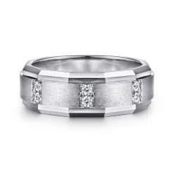 Clearance Gabriel & Co. Nico - 14K White Gold Diamond Men's Ring in Satin Finish