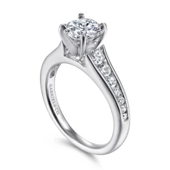 Clearance Gabriel & Co. Nicola - 14K White Gold Round Diamond Channel Set Engagement Ring