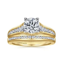 Hot Gabriel & Co. Nicola - 14K White-Yellow Gold Round Diamond Channel Set Engagement Ring