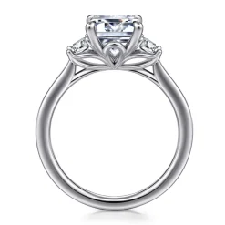 Hot Gabriel & Co. Nigela - 14K White Gold Emerald Cut Three Stone Lotus Diamond Engagement Ring