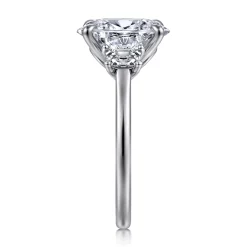 Sale Gabriel & Co. Nigela - 14K White Gold Oval Three Stone Lotus Diamond Engagement Ring