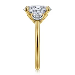 Discount Gabriel & Co. Nigela - 14K Yellow Gold Oval Three Stone Lotus Diamond Engagement Ring