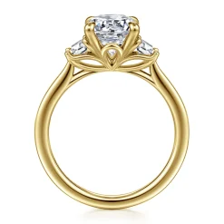 Discount Gabriel & Co. Nigela - 14K Yellow Gold Oval Three Stone Lotus Diamond Engagement Ring