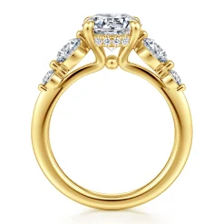 Discount Gabriel & Co. Nilla - 14K Yellow Gold Round Three Stone Diamond Engagement Ring