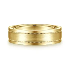 New Gabriel & Co. Noah - 14K Yellow Gold 6mm - Men's Wedding Band in Satin Finish