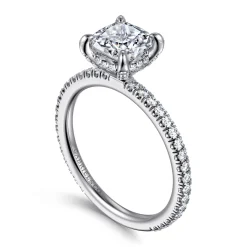 Discount Gabriel & Co. Noa - 14K White Gold Cushion Cut Diamond Engagement Ring