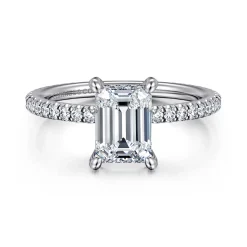 Sale Gabriel & Co. Noa - 14K White Gold Emerald Cut Diamond Engagement Ring