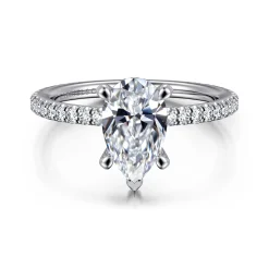 Hot Gabriel & Co. Noa - 14K White Gold Pear Shape Diamond Engagement Ring