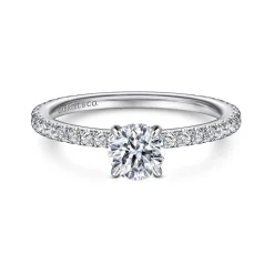 Outlet Gabriel & Co. Noa - 14K White Gold Round Diamond Engagement Ring