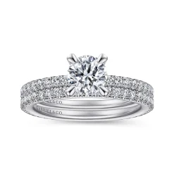 Clearance Gabriel & Co. Noa - 14K White Gold Round Diamond Engagement Ring
