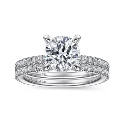 New Gabriel & Co. Noa - 14K White Gold Round Diamond Engagement Ring