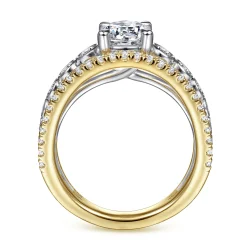 Discount Gabriel & Co. Noble - 14K White-Yellow Gold Round Split Shank Diamond Engagement Ring