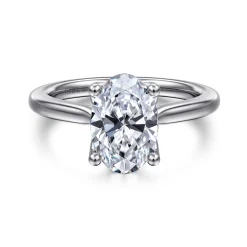 Best Gabriel & Co. Nola - 14K White Gold Gold Oval Lotus Diamond Engagement Ring