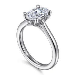 Best Gabriel & Co. Nola - 14K White Gold Gold Oval Lotus Diamond Engagement Ring