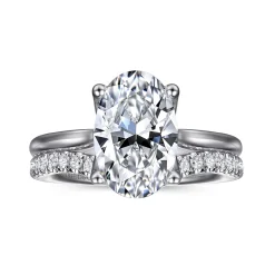 Clearance Gabriel & Co. Nola - 14K White Gold Oval Lotus Diamond Engagement Ring
