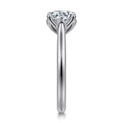 Hot Gabriel & Co. Nola - 14K White Gold Round Lotus Diamond Engagement Ring