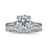 New Gabriel & Co. Nola - 14K White Gold Round Lotus Diamond Engagement Ring