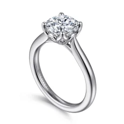 New Gabriel & Co. Nola - 14K White Gold Round Lotus Diamond Engagement Ring