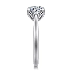 New Gabriel & Co. Nola - 14K White Gold Round Lotus Diamond Engagement Ring