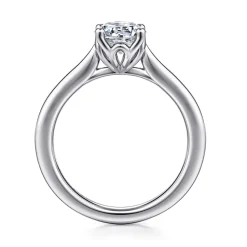 New Gabriel & Co. Nola - 14K White Gold Round Lotus Diamond Engagement Ring