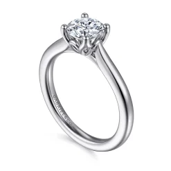 New Gabriel & Co. Nola - 14K White Gold Round Lotus Diamond Engagement Ring
