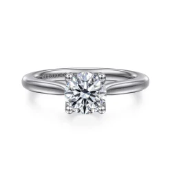 New Gabriel & Co. Nola - 14K White Gold Round Lotus Diamond Engagement Ring