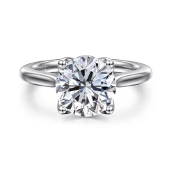 Sale Gabriel & Co. Nola - 14K White Gold Round Lotus Diamond Engagement Ring